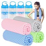 BOGI 4 Pack Cooling Towel, Cooling Towels for Neck and Face- Ice Towel for Instant Cooling, Soft Breathable Chilly Towel, Stay Cool for Yoga, Sport, Gym, Camping & More Activities (M: 40" x 12")