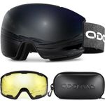 Odoland OTG Ski Goggles Set with Detachable Lens, Interchangeable Lens, Anti-Fog 400 UV Protection Snow Goggles for Men and Women, Helmet Compatible BB