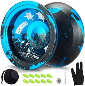 HKSOD Professional Yoyo Responsive Yoyos for Kids 8-12 Beginners,Unresponsive Yo yo for Adults,Metal Yoyo Trick Yoyos for Advanced Players with Yo-yo Accessories+Removal Tool - Black Blue