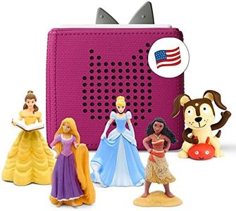 Toniebox Audio Player Starter Set with Cinderella, Belle, Moana, Tangled, and Playtime Puppy - Listen, Learn, and Play with One Huggable Little Box - Purple