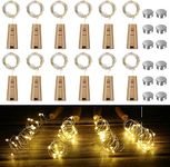 Vicloon Bottle Lights,12 Packs 2M 20 LED Cork Lights for Bottles,LED Bottle Light,Battery Operated Bottle Lights,Cork Shape Silver Wire Fairy Mini String Lights for Party,DIY,Decoration (Warm White)