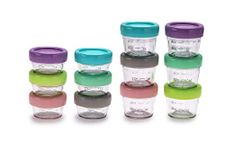 melii Glass Baby Food Freezer Jars, Snack Container with Lids, BPA Free, Microwave & Dishwasher Safe (6 x 4oz + 6 x 2oz - 12 pc. Set)