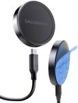 Galvanox Stick-On Magnetic Wireless Charger, Compatible with MagSafe (15W) iPhone Fast Charging, Low-Profile Pad for Wall, Home Office, Magnet Car Mount with Removable USB-C (Adhesive Mounting)