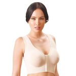 Annette Women's Post-Surgical Front Close Longline Recovery-Sleep Bra, Beige, L-XL