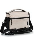 BAGSMART Small Camera Bag for Photographers, Compact Camera Shoulder Bags for DSLR/SLR/Mirrorless Cameras, Waterproof Crossbody Camera Case with Tripod Holder, Ivory White