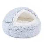 NOYAL Dog Bed Round Hooded Plush Cat Cave Donut Anti Anxiety Fluffy Dog Bed for Small Medium Dog and Cat