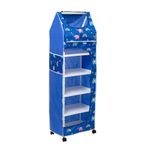 HEGZI Baby Wardrobe for Clothes Multipurpose 6 Shelves, Unbreakable Material, Portable Cloth Storage Rack, Foldable almirah for Clothes, Blue, Pack of 1, Plastic