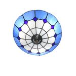 Skyweel Tiffany Style Ceiling Light Stained Glass Ceiling Light Flush Mount Chandeliers Lighting Fixture Lamps (12 Inch Blue)