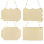 VQRTKS 12 Pack Unfinished Wood Hanging Sign Wood Blank Plaque 9 x 6 Inch Hanging Wooden Cutouts for Crafts Pyrography Painting Home Decor DIY Door Hanger Christmas Ornaments with Jute Rope