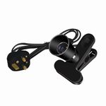 Clip Desk Lamp Holder B22, BC Bayonet Bulb Holder Clip on Light UK Plug 2M Cable, Portable Light Bulb Socket with Switch Reading Light for Table Bedroom Office Garage, 1 Pack (Black)