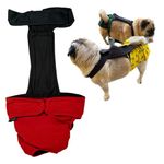 Kitty & The Woof Gang Red & Black Reversible Handmade Washable/Reusable Dog Sanitary Full Heat Pants for Female Dogs Designed as Diapers During Period of Heat & Male Dogs with Health Issues (XL)