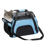 DONYER POWER Soft Sided Pet Carrier for Dogs & Cats Comfort Airline Approved Under Seat Travel Tote Bag, Travel Bag for Small Animals with Mesh Top and Sides,BLUE