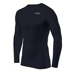 TCA Men's HyperFusion Compression Base Layer Top Long Sleeve Under Shirt - Crew Neck - Navy Blazer, M