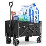 Hikenture Wagon Cart Foldable, Ultra-Compact Small Utility Folding Wagon, Heavy Duty Grocery Cart with All-Terrain Wheels, Portable Collapsible Wagon for Garden, Beach, Shopping, Camping, Sports