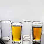 Borotech Glacier Grip Freezable Beer Mug – 340ml | Double Wall Beer Mug with Contoured Borosilicate Glass | No Condensation | Ideal for Cold Beers & Cocktails | Beer Glasses Set of 4