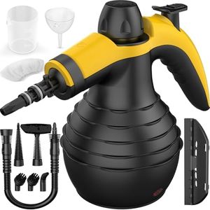 Pressurized Handheld Steam Cleaner with 10pcs Accessories & Safety Lock, Multi-Purpose & Powerful Home Use Steamer for Cleaning, Car, Bathroom, Shower, Upholstery, Grout, Window (Black) (Black)