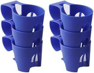 (6-Pack) Poolside Cup Holders for Above Ground Pools (Blue) - Compatible with Above Ground Pools with 2 Inches or Thinner Round Top Bars - Strong and Durable Easy to Use Clip-On No-Spill Cup Holders