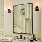 ANDY STAR 28x36 INCH Bronze Bathroom Mirror, Rounded Rectangle Oil Rubbed Bronze Mirrors for Bathroom,Tube Metal Framed, 1’’ Deep Wall Mounted Vertically/Horizontal