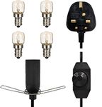 Haraqi Salt Lamp Cord with Dimmer Control +Safe Plug and 4 Bulbs (E14 Original Replacement),| Himalayan Salt lamp Replacement Spare Power Cord Cable