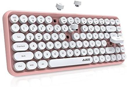 NACODEX 84-Key Pink Wireless Bluetooth Keyboard with Cute Retro Round Keycaps, Comfortable Ergonomic Typewriter Keyboard Compatible with Android Window