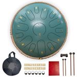 Steel Tongue Drum,14 Inch 15 Note Tongue Drum,Hand Pan Drum with Music Book,percussion instruments and Carry Bag,Worry Free Drum for Beginner Adult Kids,C Major