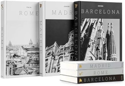 Maplefield Set of 3 XL Decor Books for Coffee, Table, Blank Book Set, Hardcover Decorative Book for Tabletops, Entryway and Bookshelves, Minimalist Home Decor, City Theme - Madrid, Rome, Barcelona
