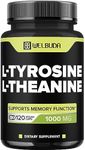 L-Tyrosine Supplement Capsules with L-Theanine 1000mg - 120 Capsules for 2 Months - Support for Relaxed Mood, Concentration & Strength Production