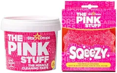 Stardrops - The Pink Stuff Miracle Cleaning Paste & SQeeZY Scrubber Sponge Bundle – All-Purpose, Non-Scratch Cleaner for Kitchens, Bathrooms, Walls, Floors, Pots, Grout, and More