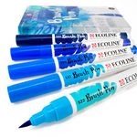 Ecoline Royal Talens Liquid Watercolour Drawing Painting Brush Pens - Set of 5 in Plastic Wallet - Blue