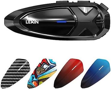 LEXIN GTX Motorcycle Bluetooth Headset, 10 Riders Helmet Communication System, Group Intercom w/Audio Multitasking/Loud Speakers/IP67 Waterproof/Hands-Free Call/USB-C Charge/5 Shells, Single Pack