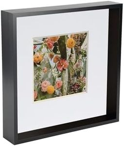 Nicola Spring 10 x 10 3D Shadow Deep Box Photo Frame - Craft Display Picture Frame with 6 x 6 Mount - Black