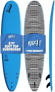 Rock It 8' Big Softy Surfboard, Soft Top Foam Longboard Surf Board, Surf Boards Adults (Blue)