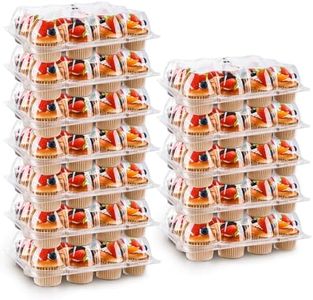 NPLUX 12 Count Cupcake Containers 12 Pack Cupcake Holders with Detachable Tall Dome Lids Clear Plastic Stackable Cupcake Boxes for 144 Cupcakes, BPA Free, Standard Size