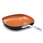 Gotham Steel Non Stick Frying Pan, 9.5” Square Ceramic Frying Pan Nonstick, Long Lasting Nonstick Cooking Pan, Induction Frying Pan, Egg Pan, Stay Cool Handle, Dishwasher & Oven Safe, 100% Toxin Free