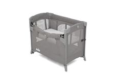 Joie Kubbie Sleep Baby Playpen - Playard/Folding Baby Bed Cum Cot/Convertible Crib, Birth to 3 Years, with One Side Drop Down and Zip Open Entry/Exit, Including Creddle Connect Strap - Foggy Grey