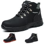 Gainsera Steel Toe Boots Men Women Waterproof Safety Boots Lightweight Non-Slip Safety Work Shoes, Black 8UK 42EU 260