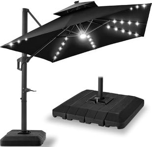 Best Choice Products 12x12ft LED Cantilever Patio Umbrella w/Base Included & 360° Rotation, Large Solar Offset Hanging Outdoor Sun Shade for Deck, Backyard Table w/Stand & Lights – Black
