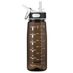 GHONLZIN Water Bottle, 800ml Fitness Sports Water Bottle with Time Marker Tracker for Measuring Daily Water Intake 100% BPA-Free Dishwasher Safe for Athletic,Excerise (Black)