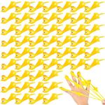 48 Pack Rubber Chicken Slingshot, Halloween Finger Slingshot Novelty Toys, Flying Chicken Toy for Christmas, Mini Rubber Chickens Bulk, Super Strong Viscosity for Teens Party Activities (Yellow)