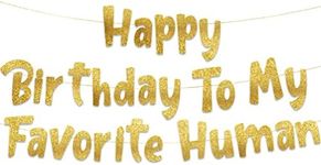 Happy Birthday To My Favorite Human - Funny Birthday Gold Glitter Banner – Birthday Party Supplies, Ideas, Gifts and Decorations