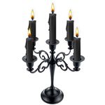 Viscacha Metal Candle Holder，5 Arms Pure Black Candle Holders for Pillar Candles（10.6 inch Tall Candlestick Holders, for 1/2-1 inch Taper Candles Diameter Each）,Candelabra Decoration