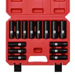 EMENTOL 14PCS 1/2" Drive Deep Impact Socket Set, Metric, 6-Point, CR-V, 14 Pieces 1/2 Inch Dr. Deep Socket Set, 10 mm - 24 mm