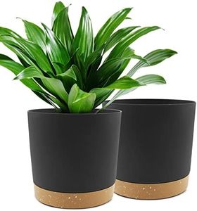 Plant Pots Set of 2 Pack 10 inch,Planters for Indoor Plants with Drainage Holes and Removable Base,Saucer Modern Decorative for Outdoor Garden Planters( Dark Grey 10in)