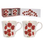 Lesser & Pavey Bee-Tanical Set of 2 Ceramic Mugs - Poppy or Thistles Floral Design (Poppy)