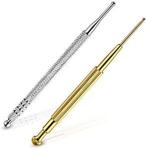 2 Pieces Facial Reflexology Massage Tool Retractable Acupuncture Pen, Stainless Steel Double Headed Spring Loaded Ear and Body Point Probe Pen (2 Pieces)