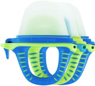 Teetherpop Fillable Silicone Teether for Babies (3-Pack) – Breastmilk Popsicle Molds for Teething w/Spill-Proof Sippy Slits – Freezable Baby Teethers for Liquids & Purées (BlueLime/LimonTeal)