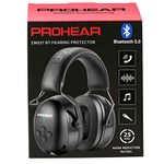 PROHEAR 037 Bluetooth 5.0 Hearing Protection Headphones with Rechargeable 1100mAh Battery, 25dB NRR Safety Noise Reduction Ear Muffs with 40H Playtime for Mowing, Workshops, Snowblowing - Black