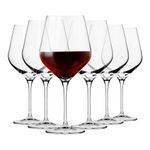 Krosno Large Red Wine Glasses Set of 6 | 860 ML | Splendour Collection | White Wine Glasses | Crystal Glass | Perfect for Home, Restaurants and Parties | Dishwasher Safe Wine Glass