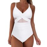 Womens One Piece Swimsuit Mesh long sleeve swimsuits for women womens bathing suit swimwear for women rash guard baby swimsuit 3 piece swimsuits for women tight fit mens bathing suit White