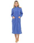 undercover lingerie Ladies Button Front Soft Fleece Dressing Gown 4073 14/16,Blue